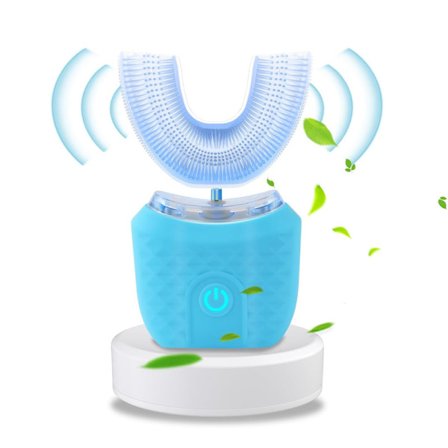 360° U-formet elektrisk tandbørste – 3 rengøringstilstande for effektiv tandpleje, IPX7 vandtæt, automatisk ultralydstandrenser