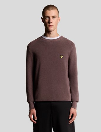 Lyle & Scott Engineered Rib Crew Neck - Brown - L