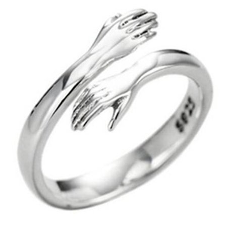 smycken kärlek kram ring retro mote trend sølv one size Silver_ma