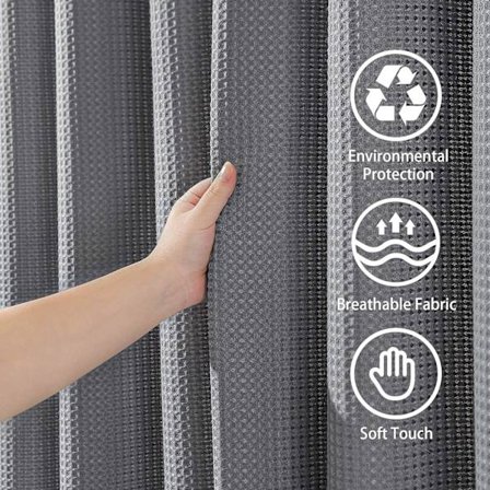 Vaffel bruseforhæng badeforhæng 180x180CM (Grå)