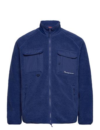 Over D Raglan Teddy Polyester Zi Sweat-shirts & Hoodies Fleeces & Midlayers Blå Knowledge Cotton Apparel