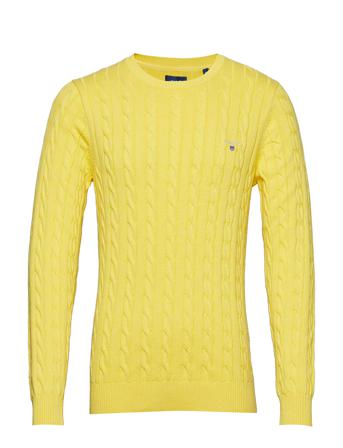 Cotton Cable C-Neck Strikkegenser M. Rund Krage Gul GANT
