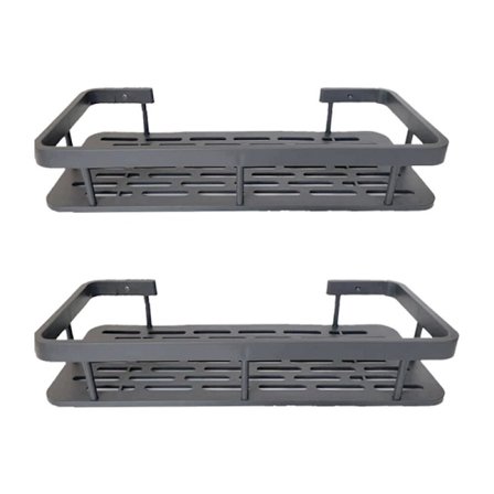 2 st Badrum Aluminium Hylla Dusch Utan Borr Väggmonterad Organizer Rektangulär Förvaringshylla