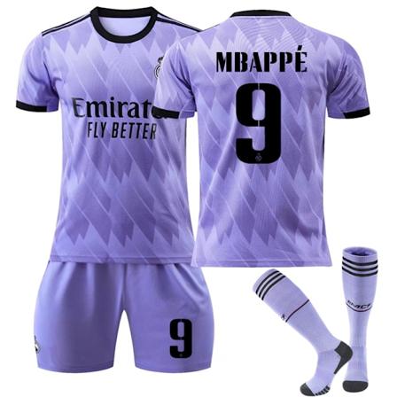 2022-23 Real Madrid Away Kids Football Kit No. 9 Mbappé Kids 16(90-100cm)