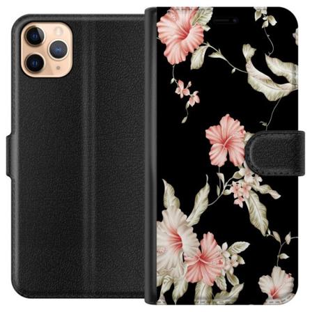 Apple iPhone 11 Pro Max Tegnebogsetui Blomstermønster Sort