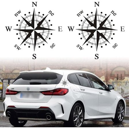 2 st 15,5 cm (svart) bilhuv klistermärke kompass grafik dekal för O