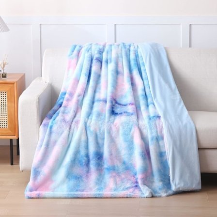 Regnbue Tæppe Kast Farverigt Stor Tyk Flanel Fleece Tæppe Hyggelig Varmt til Seng Sofa Sofa (160x200cm)