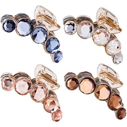 4 st Rhinestone Hårclips, Stora Klara Kristall Bläckfisk Klor Clips Clutcher Krabba Käke Barrettes Grepp Klämmor För Tjockt Hår