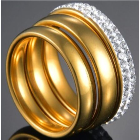 Rostfritt stål ring förlovningsring 3 st / set zirkon