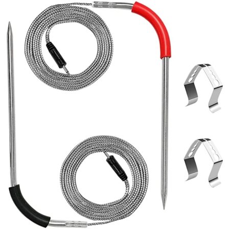 iGrill 2-pack Ersättningsköttsonder för SmokeFire Gas- och Pelletgrillar, 2,5 mm-kontakt, Temperatursondertillbehör för Weber Connect Smart, med 2