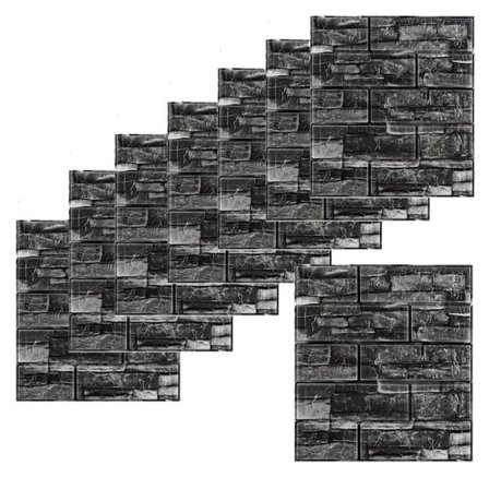 10-pakning 3D murstein veggklistremerker, selvklebende, vanntett, for kjøkken, stue, bad, gang