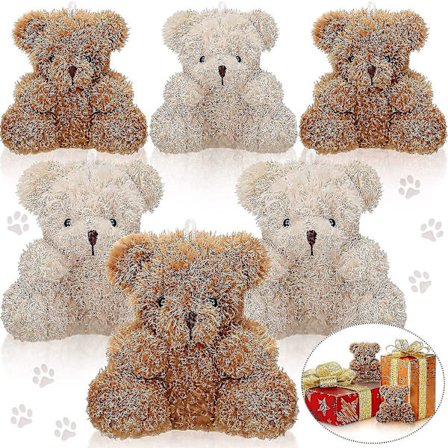 6 stk. Mini Teddybjørn Lille Bjørn Bulk 4 Tommer Plysdyr Legetøj Lille Blød Bjørn Dukke Teddybjørn Brun Abrikos Til Baby Shower Fødselsdag Graduering