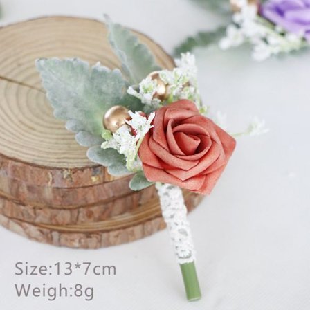 Corsage Artificial Wrist Flower DIRTY ORANGE DIRTY ORANGE