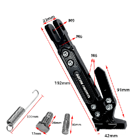 Säädettävä moottoripyörän sivujalka Black