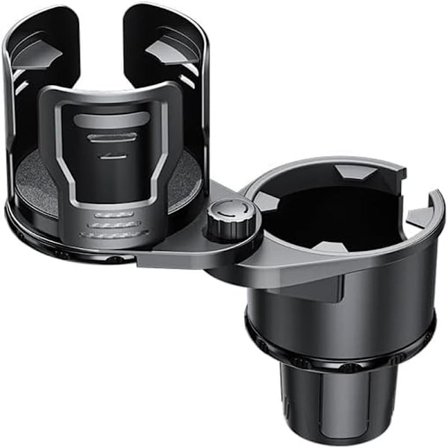 Opgraderet Dobbelt Kopholder Udvider - 2-i-1 Låsende 360° Drejelig Bil Drikkeholder med Justerbar Base til Store Flasker