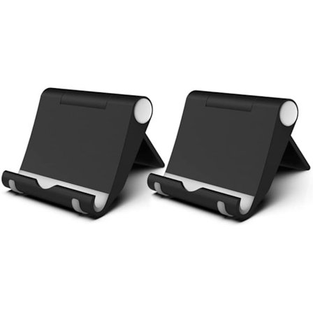 2-pak Mobiltelefonholder Stand til Skrivebord Justerbar Kompatibel med iPhone 13 12 Pro Max 11 SE XS XR 8 Plus 6 7 Mobiltelefonholder Foldbar 2 Sort