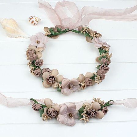 Blomsterkrans, Blomsterhuvudband Blomsterkrans Huvudband Boho Ros