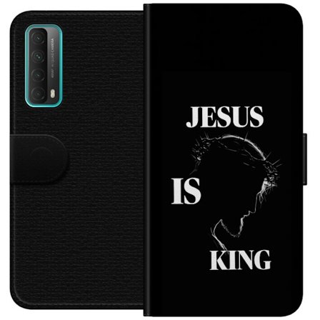 Yhteensopiva Lompakkokotelo Huawei P smart 2021 Värikkäitä kawaii-hahmoja pinottuna pystysuunnassa violetilla taustalla, pehmeillä muodoilla ja leikki