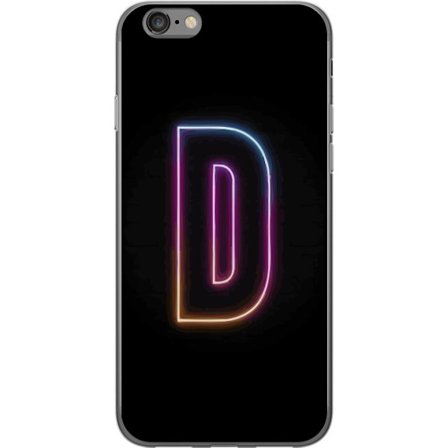 Kompatibel Mobilcover til Apple Apple iPhone 6s Minimalistisk neonbogstav D i farveskiftende lys mod sort baggrund i moderne digital design