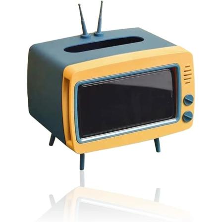 Morsom og søt TV-serviettboksholder, multimobilholder for telefontoalettpapirserviettboks skrivebordsdekorasjon for rom bad kjøkken spisestue (blå)