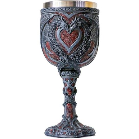 Middelalderlig dobbelt drage vinglas - Valentinsdag Dungeons and Dragons W
