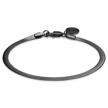 Essentials | 4 mm Gunmetal Zwarte Armband met Visgraatschakels voor mannen - Stalen armbanden
