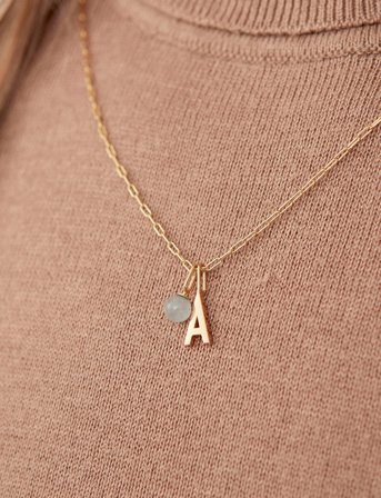 Design Letters Stone Drop Charm - Blue - 5 MM