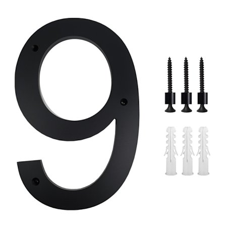 25 cm:n talonumerokyltti (9, musta) Modernit oven numerokyltit Sinkkiseoksesta valmistetut talon osoitenumerot