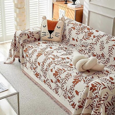 Broderte sofahåndkle Universal Seksjons Anti-katt Ripesofatrekk Myk Chenille Sklisikker Sofatrekk for Stue