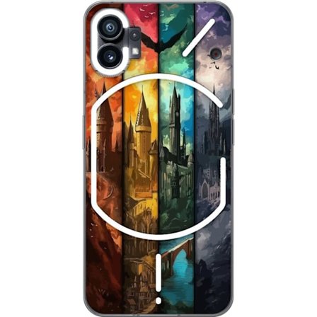 Kompatibelt Mobildeksel til Nothing Nothing Phone (1) Fire magiske slott i forskjellige elementfarger, episk fantasikunst med ild vann luft og mørke