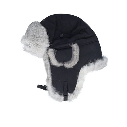 MJM Hats - Svart trapper Beanie - Recycled Taslan Black/Grey Melange Trapper @ Hatstore