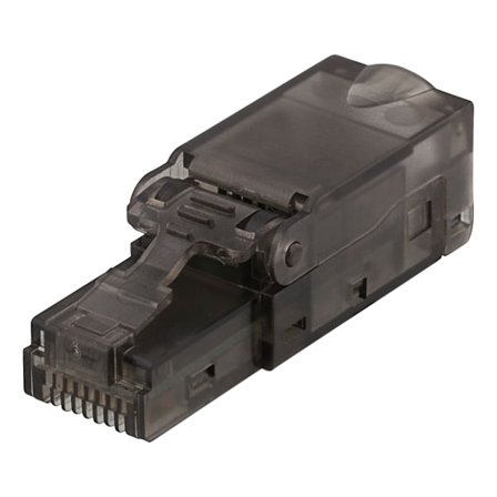 RJ45 plug Cat6A, unshielded, tool-less, grey
