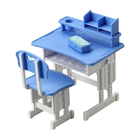 Barn Inlärningsbord Stol Modell Figur Set Pedagogisk Leksak För Småbarn Låtsaslek Dockhus Möbler Scen Display Gul[D]