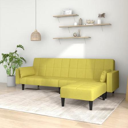 Vidaxl Bäddsoffa 2-sits Med Två Kuddar Och Fotpall Grön Tyg Grön