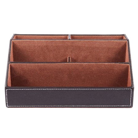 Hjemmekontor Træstruktur Læder Multifunktionelt Skrivebords Opbevaringsboks, Pen/blyant