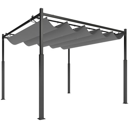 Vapaasti seisova pergola 3x3m liukukatolla, UV-suojattu