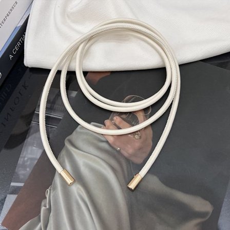 Rundt tau belte skinn tynt belte HVIT