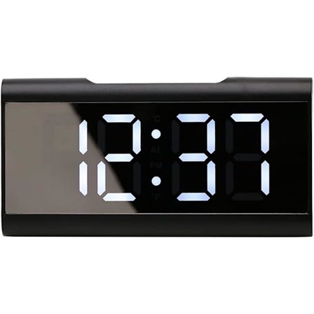 Digitalt LED-ur til skrivebord, lydløst, spejlglas, elektronisk ur til hjemmet og kontoret