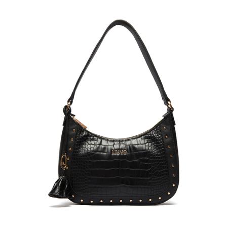 Liu Jo Crocodile effect shoulder Tas , Zwart , Dames , Maat: ONE Size Handtassen