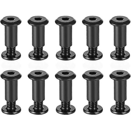 Ruuviniitti, sopii 5/16" (8 mm) reiän halkaisijalle, uros M6x10 mm vyönsoljen kiinnityspultit nahalle, hiiliteräs (musta) (10 sarjaa)