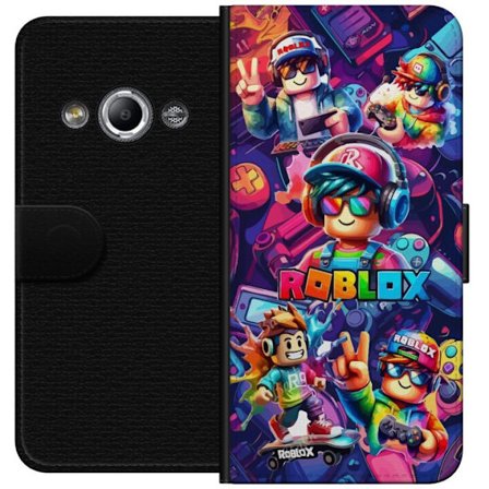 Kompatibel Tegnebogsetui til Samsung Galaxy Xcover 3 Farverig Roblox spilillustration med flere figurer, skateboard og neonfarver i en livlig spilmilj