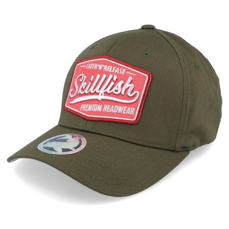 Skillfish - Grønn flexfit Caps - Premium Fishing Wooly Combed Olive Flexfit @ Hatstore
