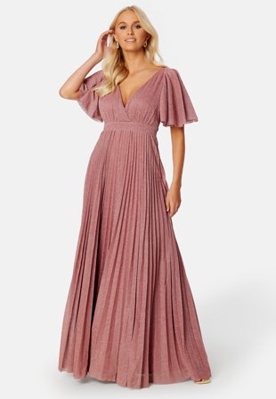 Goddiva Flutter Glitter Dress Dark Rose Klær