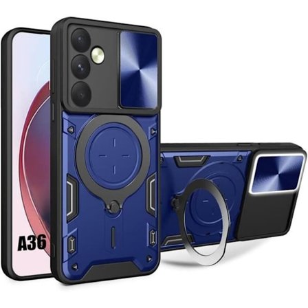 Fodral till Samsung Galaxy A36 med metallringstöd Kameraskydd Marinblå