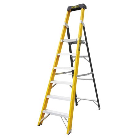 Glass fibre platform stepladder, 6 treads, H 1420 mm