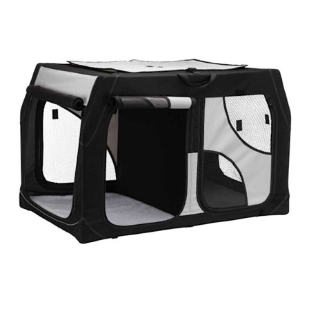 Vario Double Mobile kennel, S: 91 × 60 × 61/57 cm, musta/harmaa