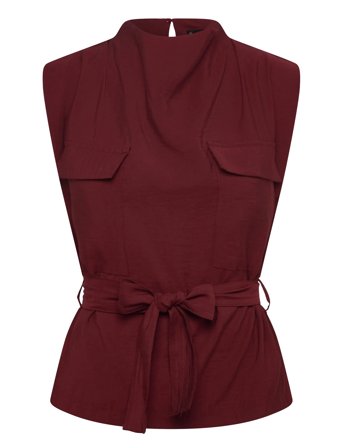 Blouse With Draped Neck And Belt Red Mango