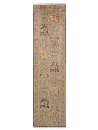 83X315 Tappeto Kashmir Puri Di Seta Orientale Passatoie Marrone/Arancione (Seta, India) Carpetvista