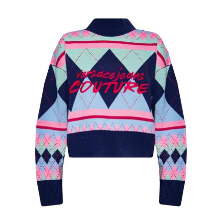 Versace Jeans Couture Turtleneck sweatshirt with logo Blå, Dame