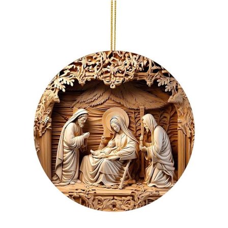 Julekrybbe Ornamenter Rundt Jesu Fødsel Hengende Dekor Hellig Religiøse Gaver Kristent Juletrepynt